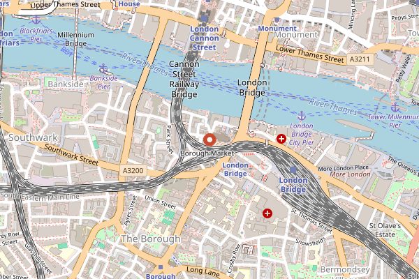 Map showing Bread Ahead Bakery School in London