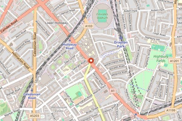 Map showing Jamie Oliver Cookery School in London
