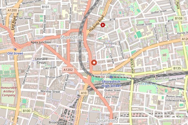 Map showing Dishoom Shoreditch in London