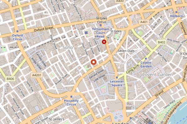 Map showing Gauthier Soho in London