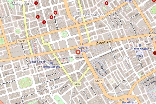 Map showing Tendril in London