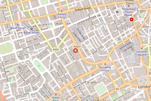 Map showing Tibits in London