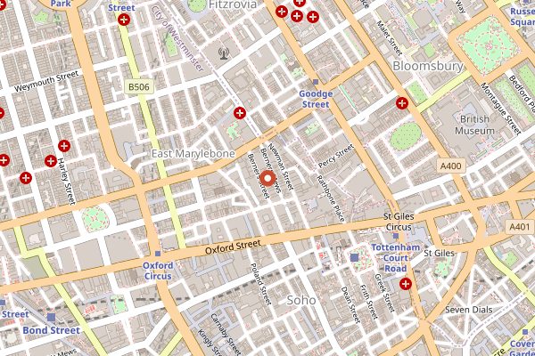 Map showing Akoko in London