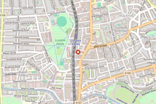 Map showing Behind in London