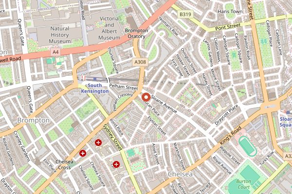 Map showing Claude Bosi at Bibendum in London