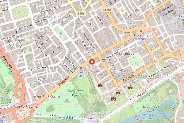 Map showing The Ritz in London