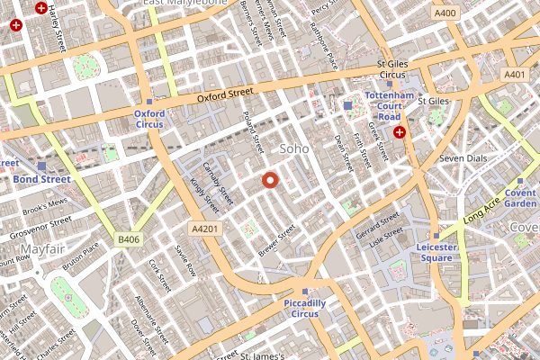 Map showing Andrew Edmunds in London