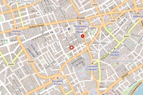 Map showing Cay Tre Soho in London