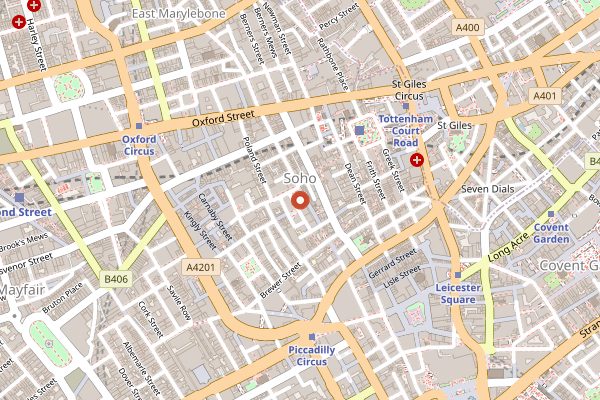 Map showing Duck and Rice in London