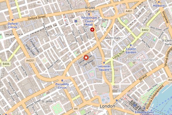 Map showing Four Seasons Chinatown in London