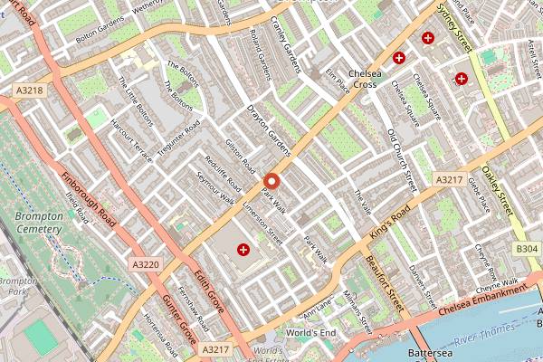 Map showing VQ Chelsea in London