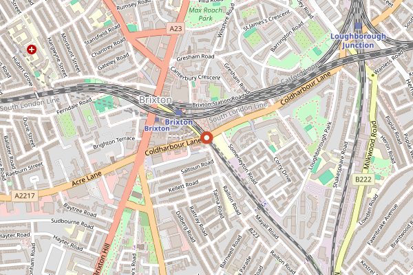Map showing Brixton Village in London