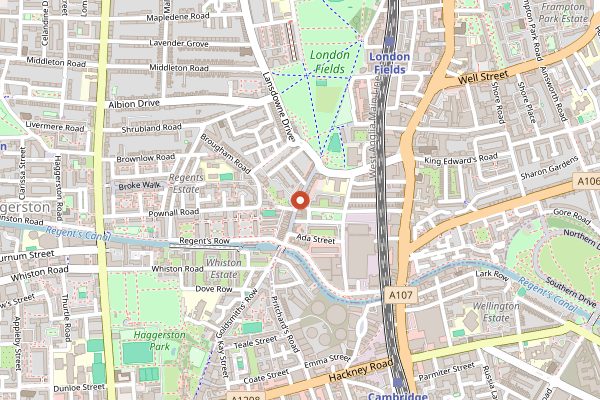 Map showing Broadway Market in London