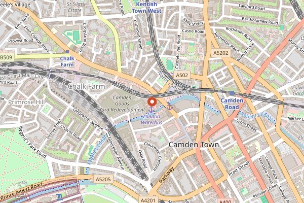 Map showing Camden Market in London