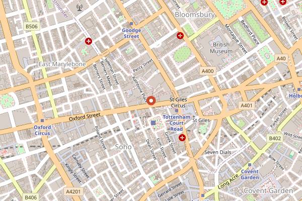 Map showing Bradley's Spanish Bar in London