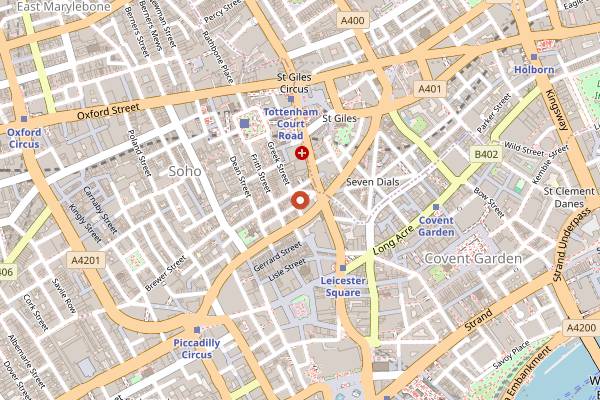 Map showing The Coach & Horses in London