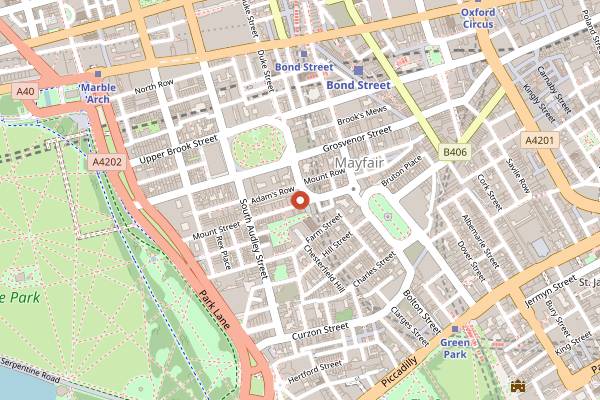 Map showing The Connaught Bar in London