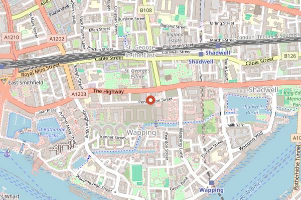 Map showing E1 in London