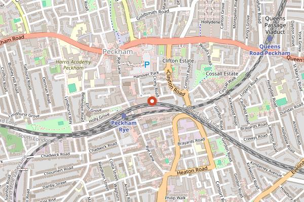 Map showing Frank's Cafe in London