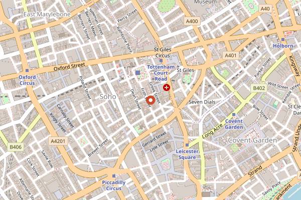 Map showing Garlic & Shots in London