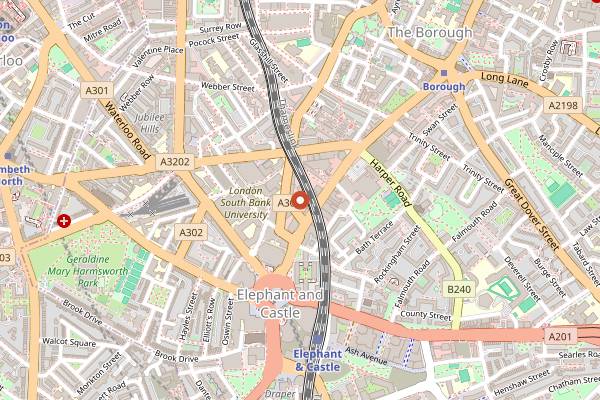 Map showing Ministry of Sound in London