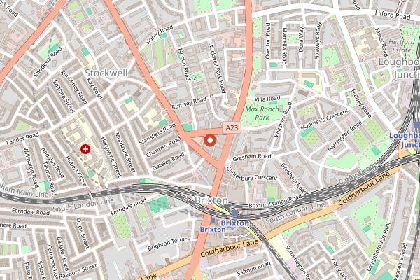 Map showing O2 Academy Brixton in London