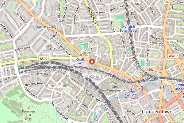 Map showing Roundhouse in London