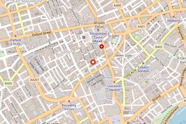 Map showing She Soho in London