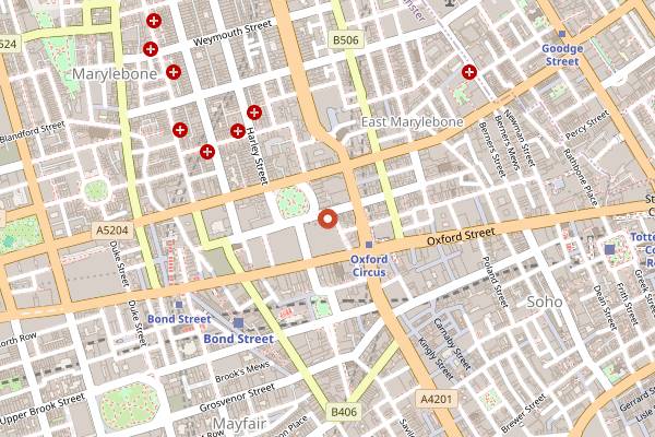 Map showing The Phoenix in London