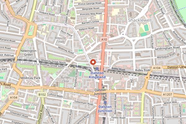 Map showing Vortex Jazz Club in London