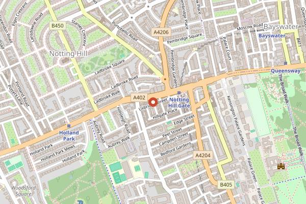 Map showing Akub in London