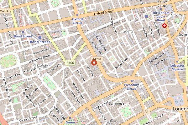 Map showing Sabor in London