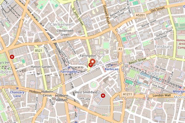 Map showing St John in London