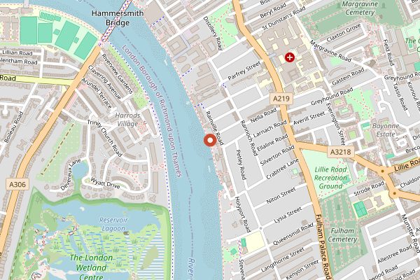 Map showing The River Cafe in London