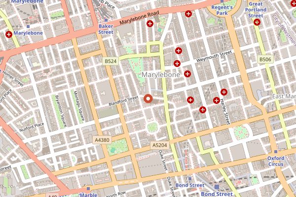 Map showing Trishna in London