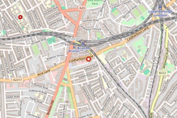 Map showing Bánh Bánh Brixton in London