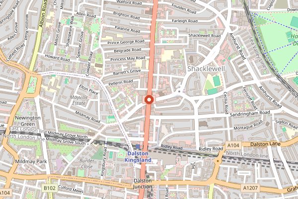 Map showing Mangal 2 in London