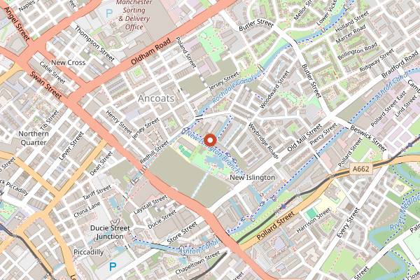 Map showing Pollen Bakery in Manchester