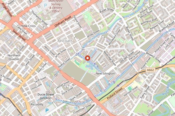 Map showing Pollen Bakery in Manchester