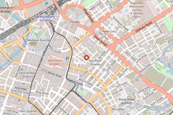 Map showing Cane and Grain in Manchester