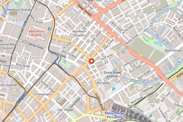 Map showing Cottonopolis in Manchester