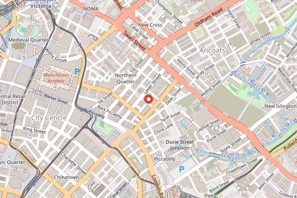 Map showing Hula in Manchester