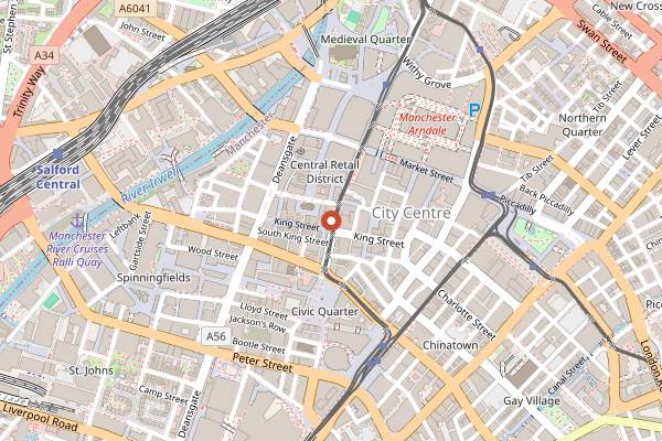 Map showing Mr Thomas's Chop House in Manchester