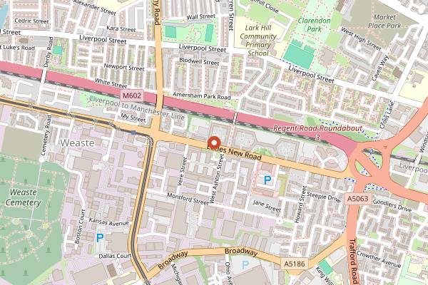 Map showing Pomona Island Brew Co in Manchester