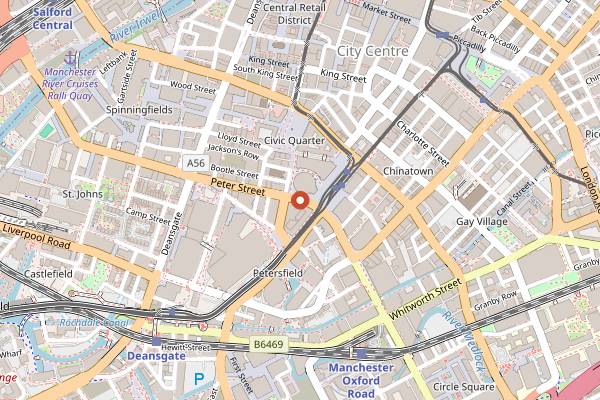 Map showing Ezra & Gil Peter Street in Manchester