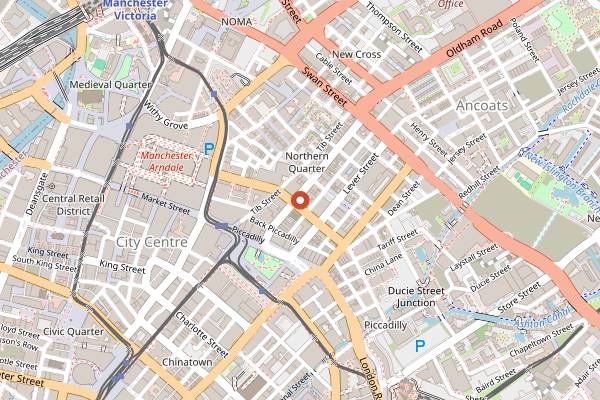 Map showing Fig + Sparrow in Manchester