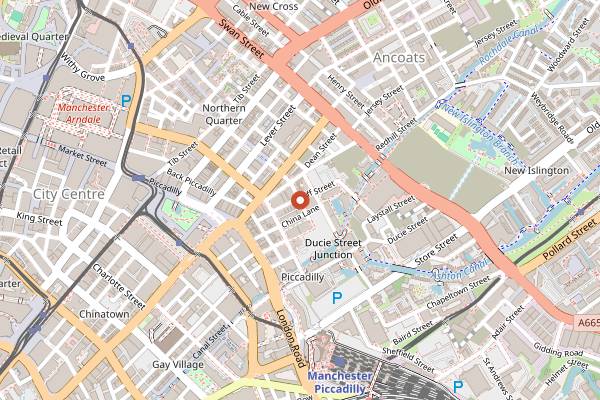Map showing The Pen and Pencil in Manchester