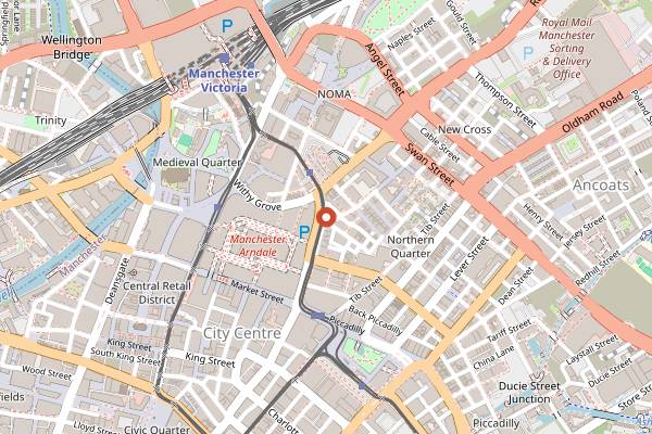 Map showing Federal Cafe and Bar in Manchester