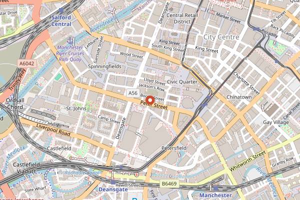 Map showing Albert's Schloss in Manchester