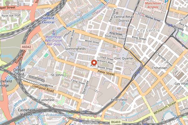 Map showing Hawksmoor Manchester in Manchester